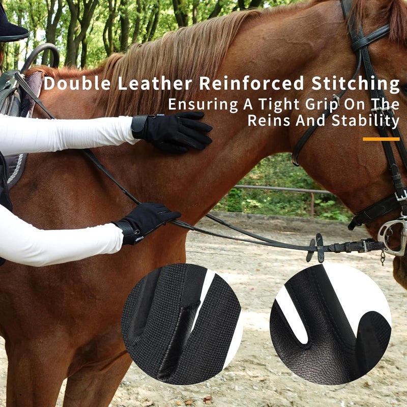 ONNAS Equestrian Riding Gloves - Genuine Goatskin Palm, Double-Layer Leather Fingers, Hook & Loop Wrist - Ideal for Horse Riding, Boating, Gardening, Cycling & Driving​ - Image 5